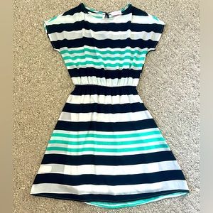 Pink Lily Green and White Striped Dress Size Small